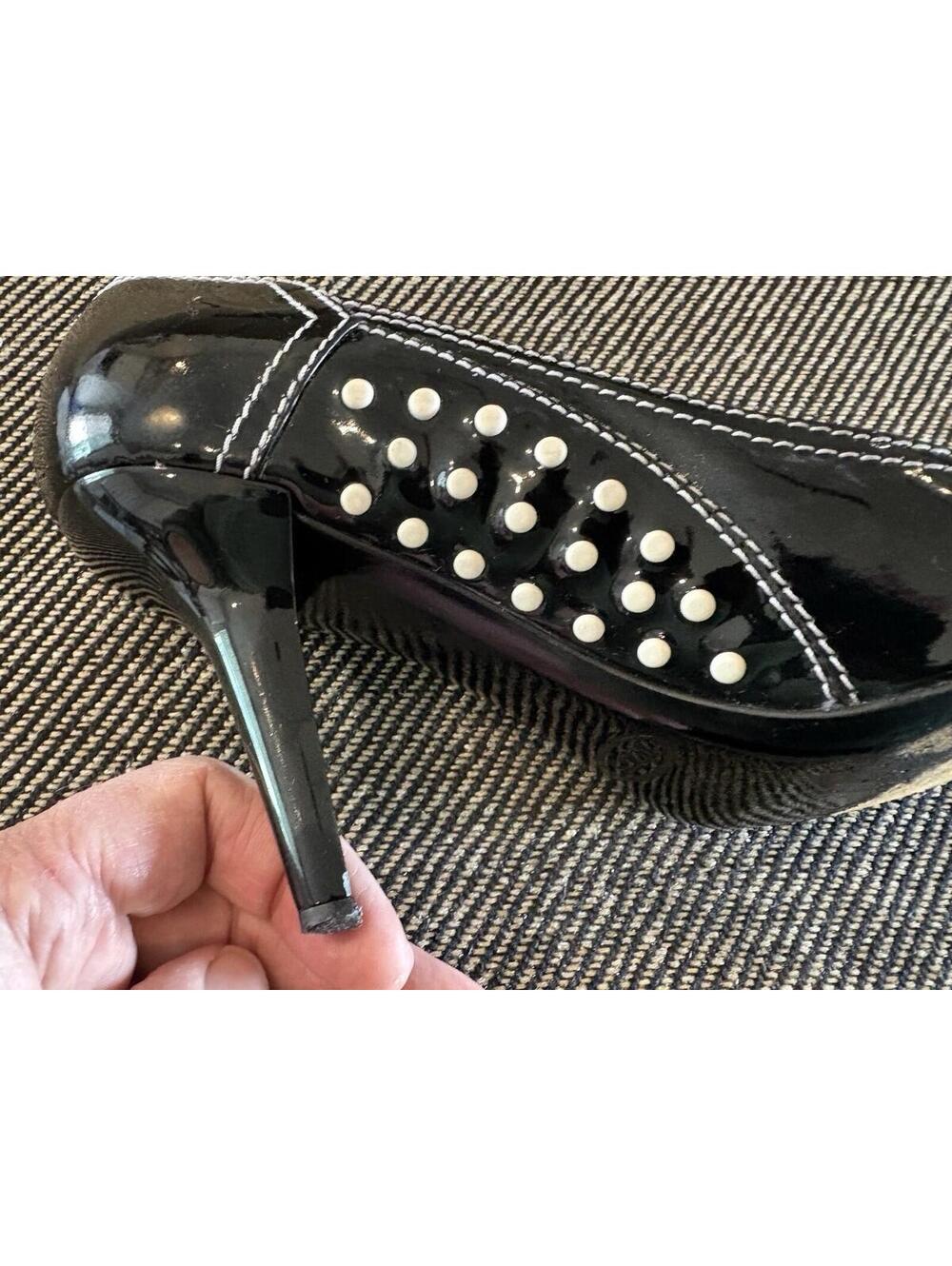 TOD'S Y2K patent leather pumps contrast stitching heels size 9 Italy - Picture 8 of 10